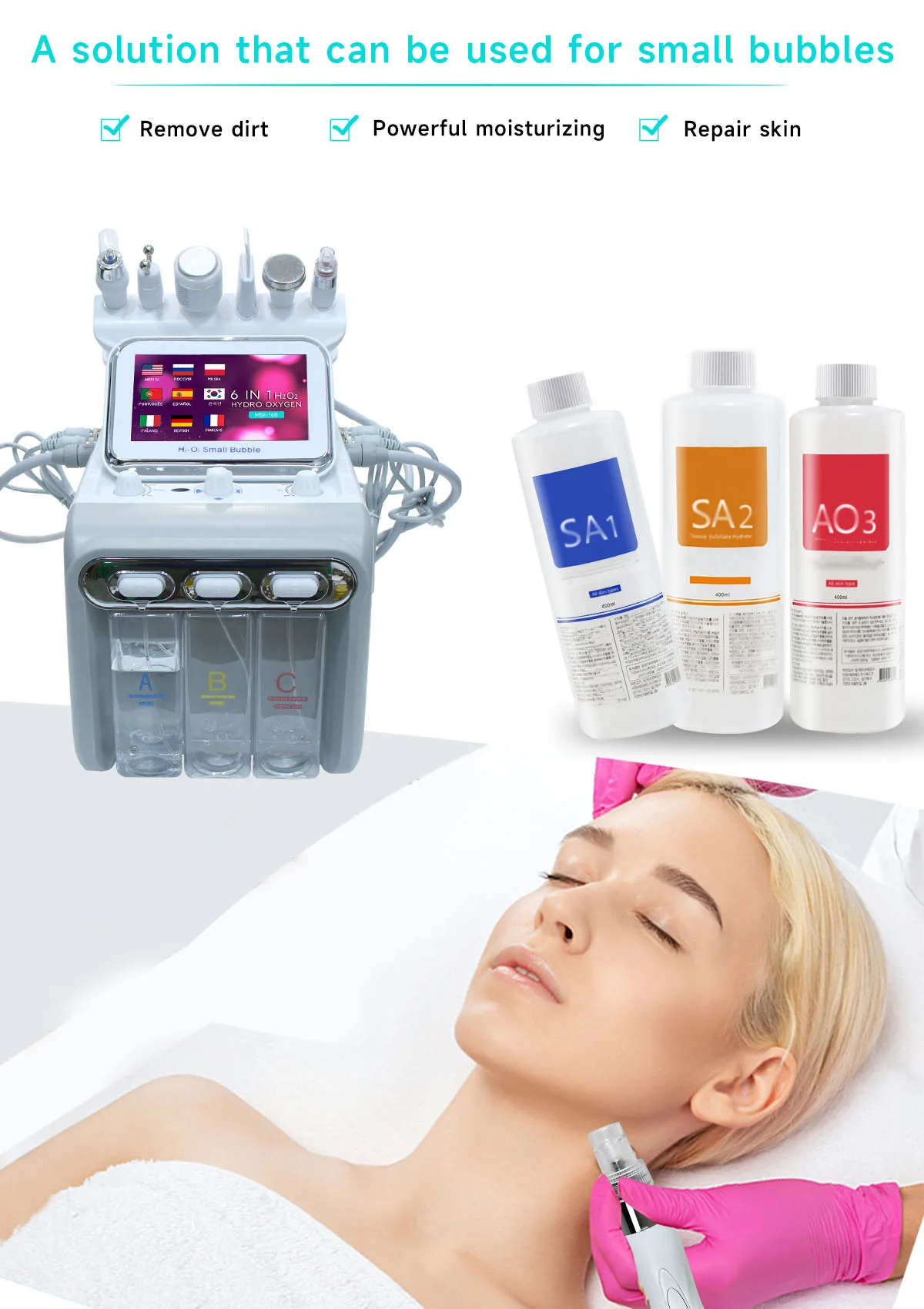 Meisikang Skin Rejuvenation Dermabrasion Face Clean Facial Cleansing Moisturizing Water 3pcs Aqua Peeling Solution 400ml