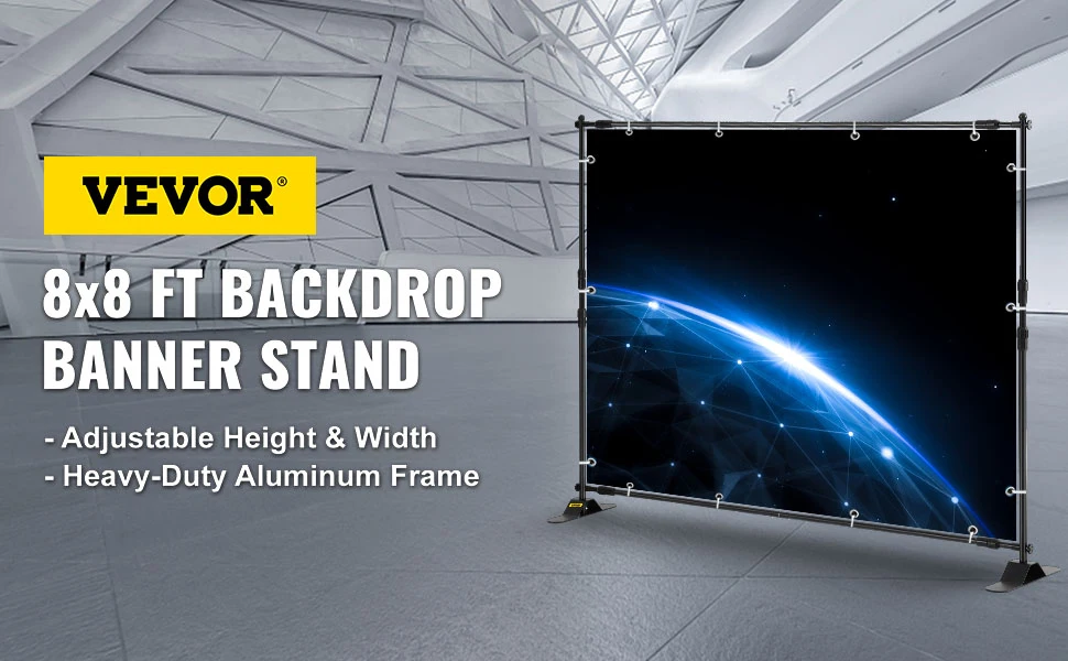 SucceBuy 3x2.4M Backdrop Background Stand Adjustable Telescopic Backdrop Banner Stand for Photocall Video Wedding Event Party