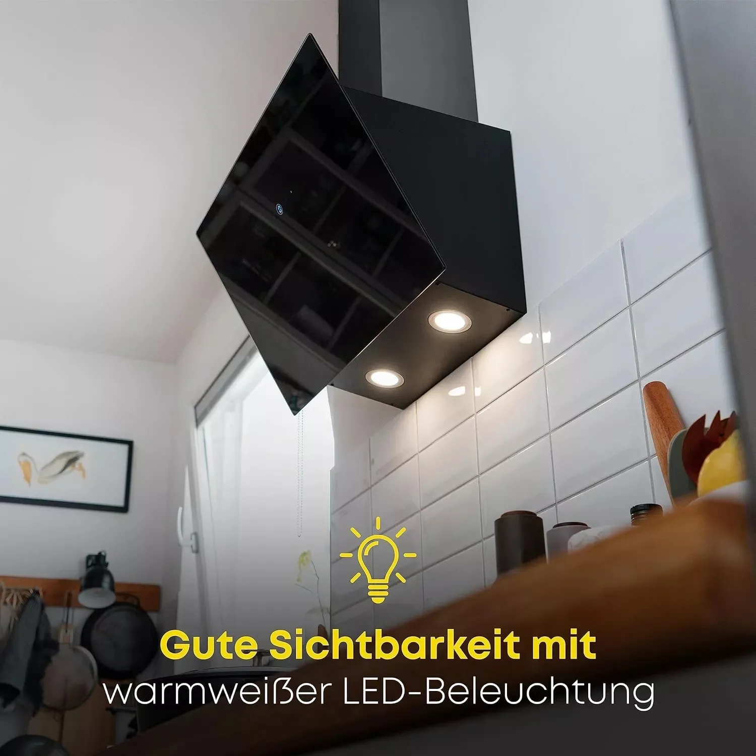 Extractor Wall 60cm Exhaust Air Recirculation Touch Display glass A++ LEDs Kitchen Hood YYWH0460