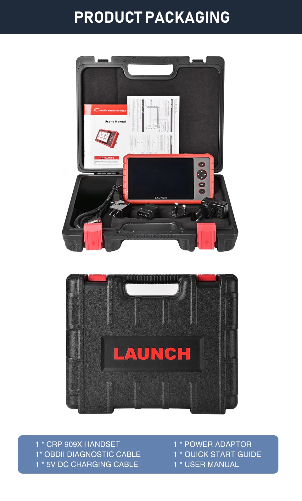 LAUNCH X431 CRP909X OBD2 Scanner Automotive Tools Car Diagnostic Tools Auto OBD Code Reader Free Shipping Diagnostic Auto