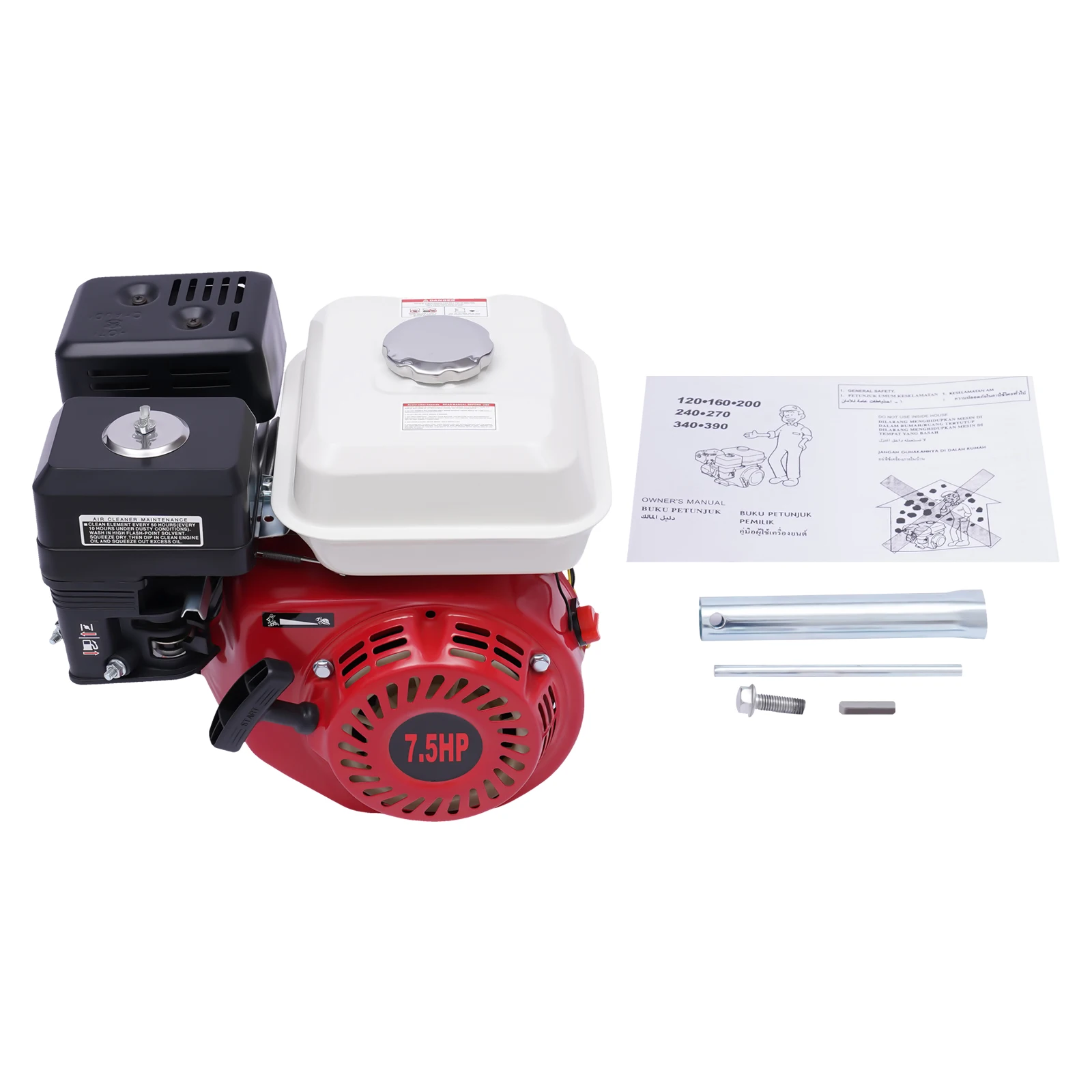 4 Stroke Petrol Gasoline Engines 1 Cylinder Air Cooling 7.5HP Kart Engine Strong Power Rotavator Pressure Washer Engine 5100W/40