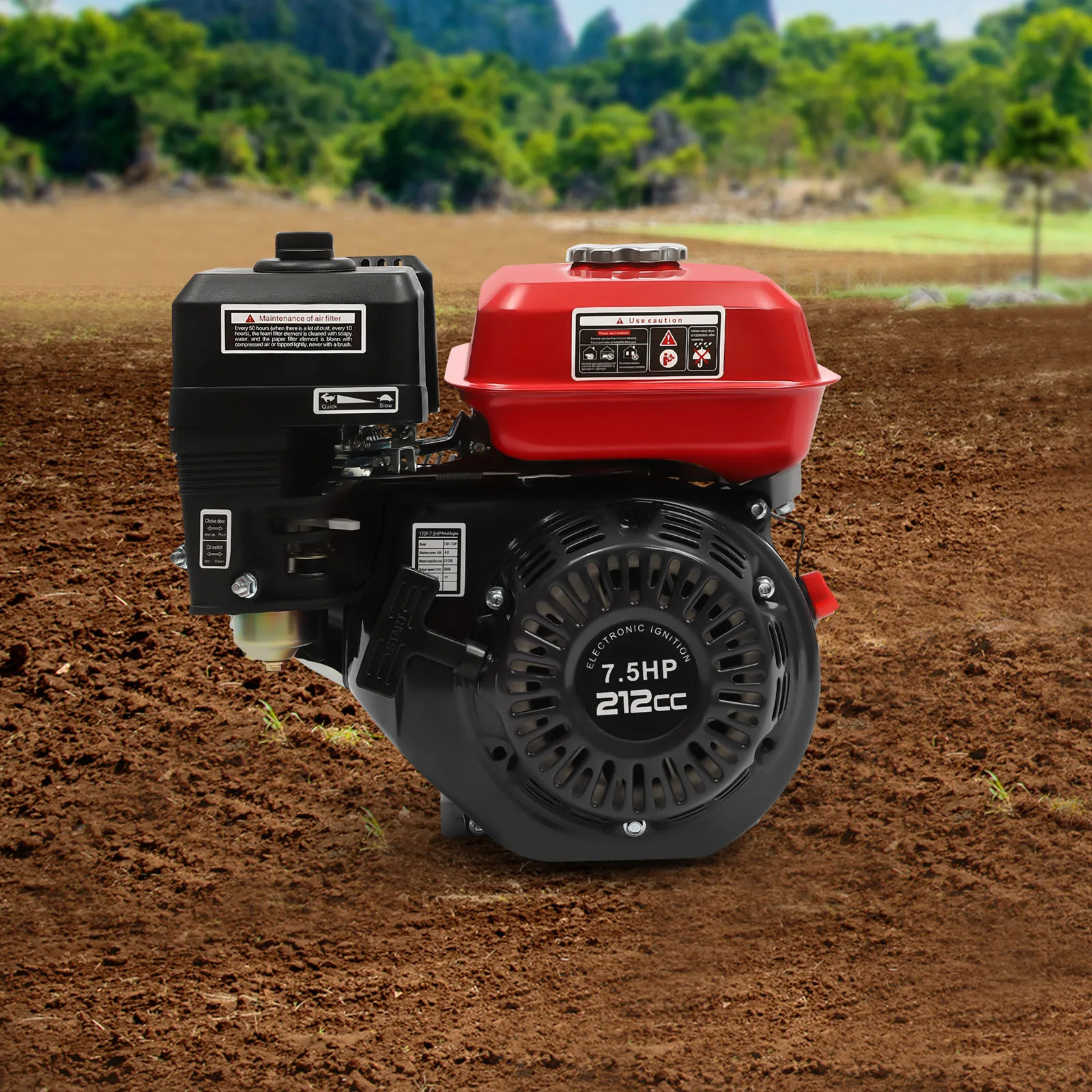 4 Stroke Petrol Gasoline Engines 1 Cylinder Air Cooling 7.5HP Kart Engine Strong Power Rotavator Pressure Washer Engine 5100W/40
