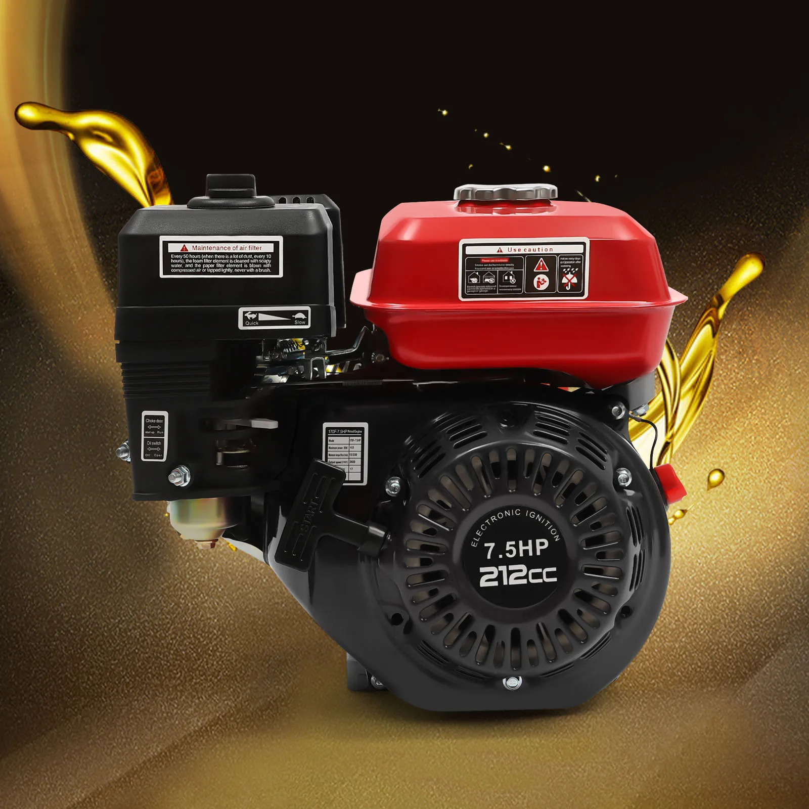 4 Stroke Petrol Gasoline Engines 1 Cylinder Air Cooling 7.5HP Kart Engine Strong Power Rotavator Pressure Washer Engine 5100W/40