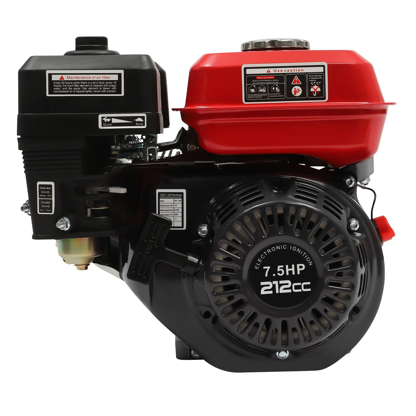 4 Stroke Petrol Gasoline Engines 1 Cylinder Air Cooling 7.5HP Kart Engine Strong Power Rotavator Pressure Washer Engine 5100W/40