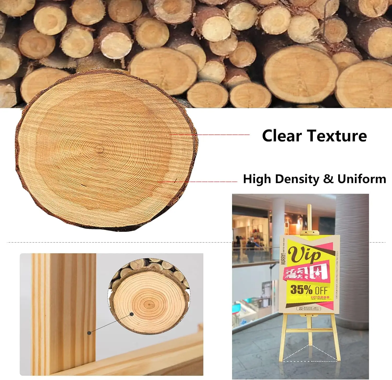 Studio Easel Wooden A-Frame Folding Pine Wood Artist Art Craft Adjustable Display Exhibition for Wedding Painting Art Easel