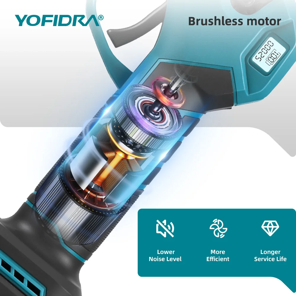 YOFIDRA Brushless Electric Scissors 30MM 2Gears Cordless Fruit Tree Branch Pruner Shear Power Tools For Makita 21V Battery Pin