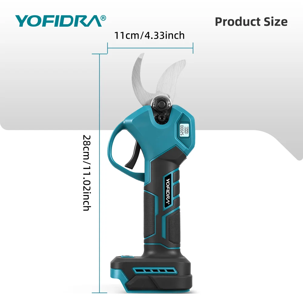 YOFIDRA Brushless Electric Scissors 30MM 2Gears Cordless Fruit Tree Branch Pruner Shear Power Tools For Makita 21V Battery Pin