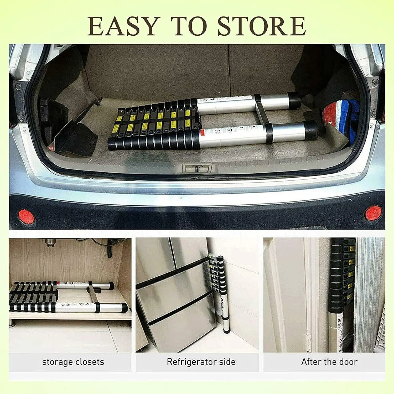 Telescoping Ladder 4.4M Newest Stainless Steel Heavy Duty Portable Compact Ladder with Hooks 14.5FT Multi Purpose Collapsible