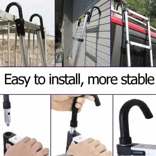 Telescoping Ladder 4.4M Newest Stainless Steel Heavy Duty Portable Compact Ladder with Hooks 14.5FT Multi Purpose Collapsible