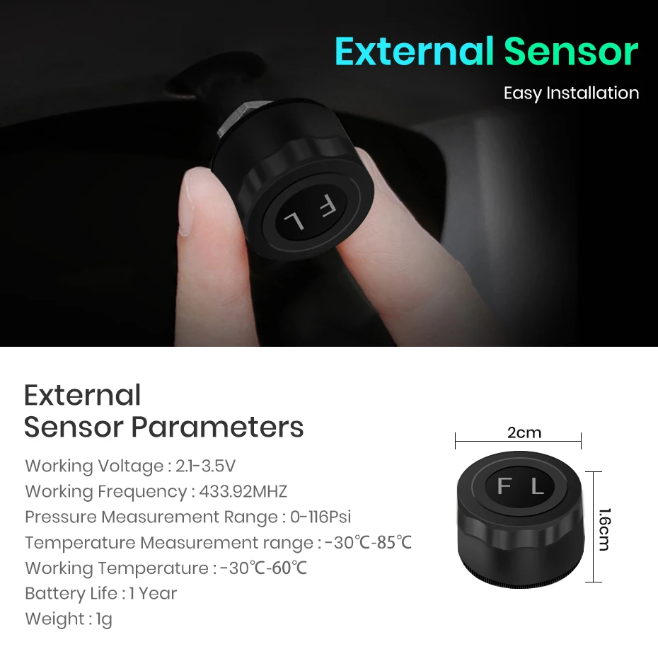 Junsun USB Tire Pressure Monitoring Alarm System TPMS With 4 Internal Sensors for Car DVD Player Navigation Car Accessories