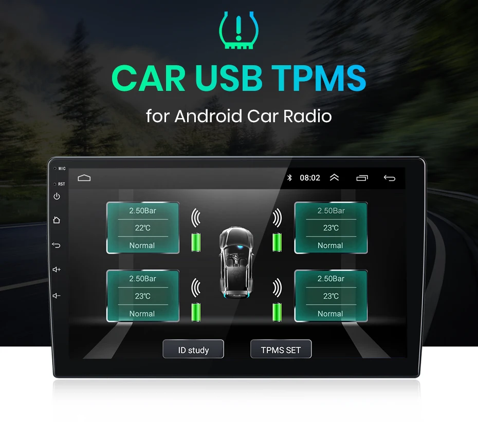 Junsun USB Tire Pressure Monitoring Alarm System TPMS With 4 Internal Sensors for Car DVD Player Navigation Car Accessories