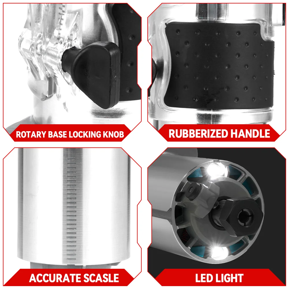 ONEVAN 1600W Brushless Electric Trimmer 5 Gears 6MM 6.35MM 8MM Cordless Engraving Slotting Milling Router For Makita Battery Pin