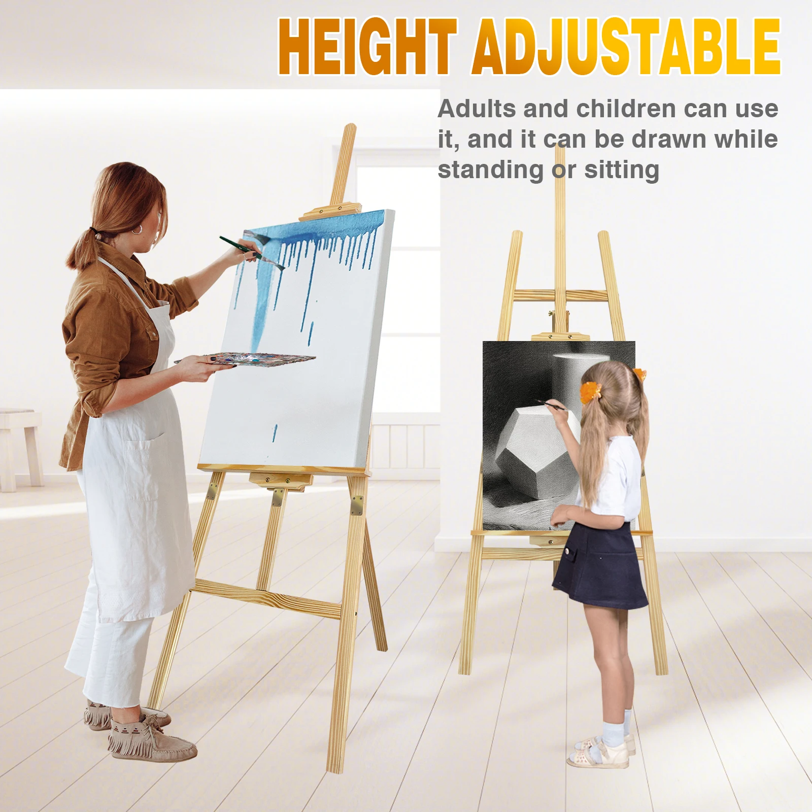 DayPlus Artist Easel,Wooden A-Frame Easel,Adjustable Drawing Holder,Canvas Stand, Stand for Painting,Sketch,Wedding,Exhibition