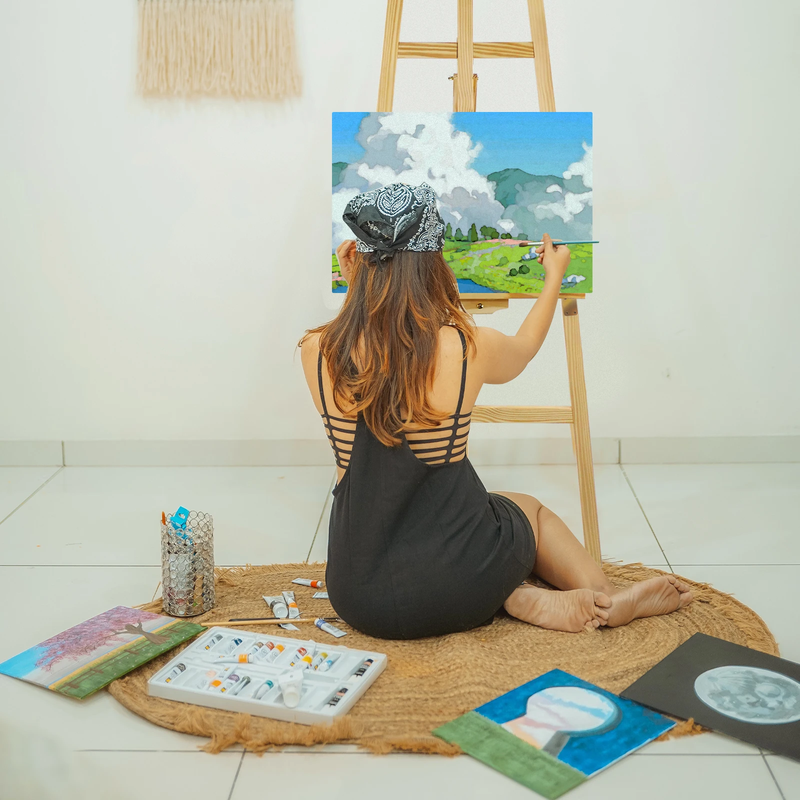DayPlus Artist Easel,Wooden A-Frame Easel,Adjustable Drawing Holder,Canvas Stand, Stand for Painting,Sketch,Wedding,Exhibition