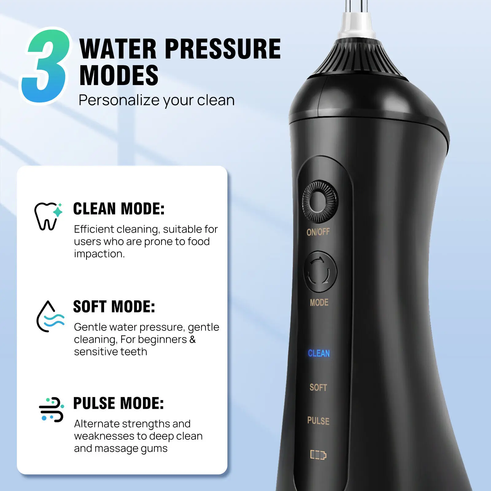 VickyHome Water Flosser Dental Oral Irrigator Fairywill Cordless 6 Jet Tips Rechargeable Water Flosser Cordless 3 Mode Cleaner