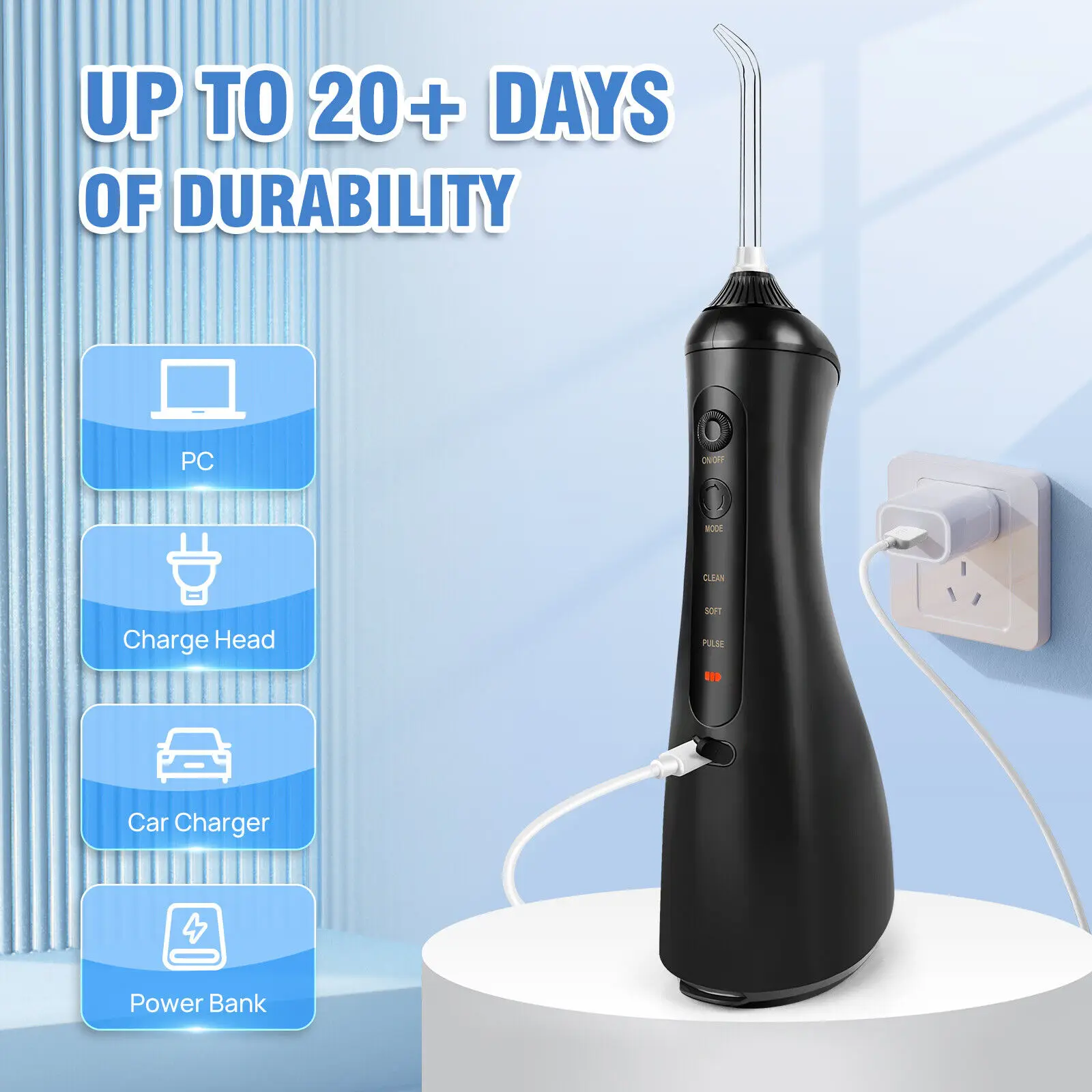 VickyHome Water Flosser Dental Oral Irrigator Fairywill Cordless 6 Jet Tips Rechargeable Water Flosser Cordless 3 Mode Cleaner