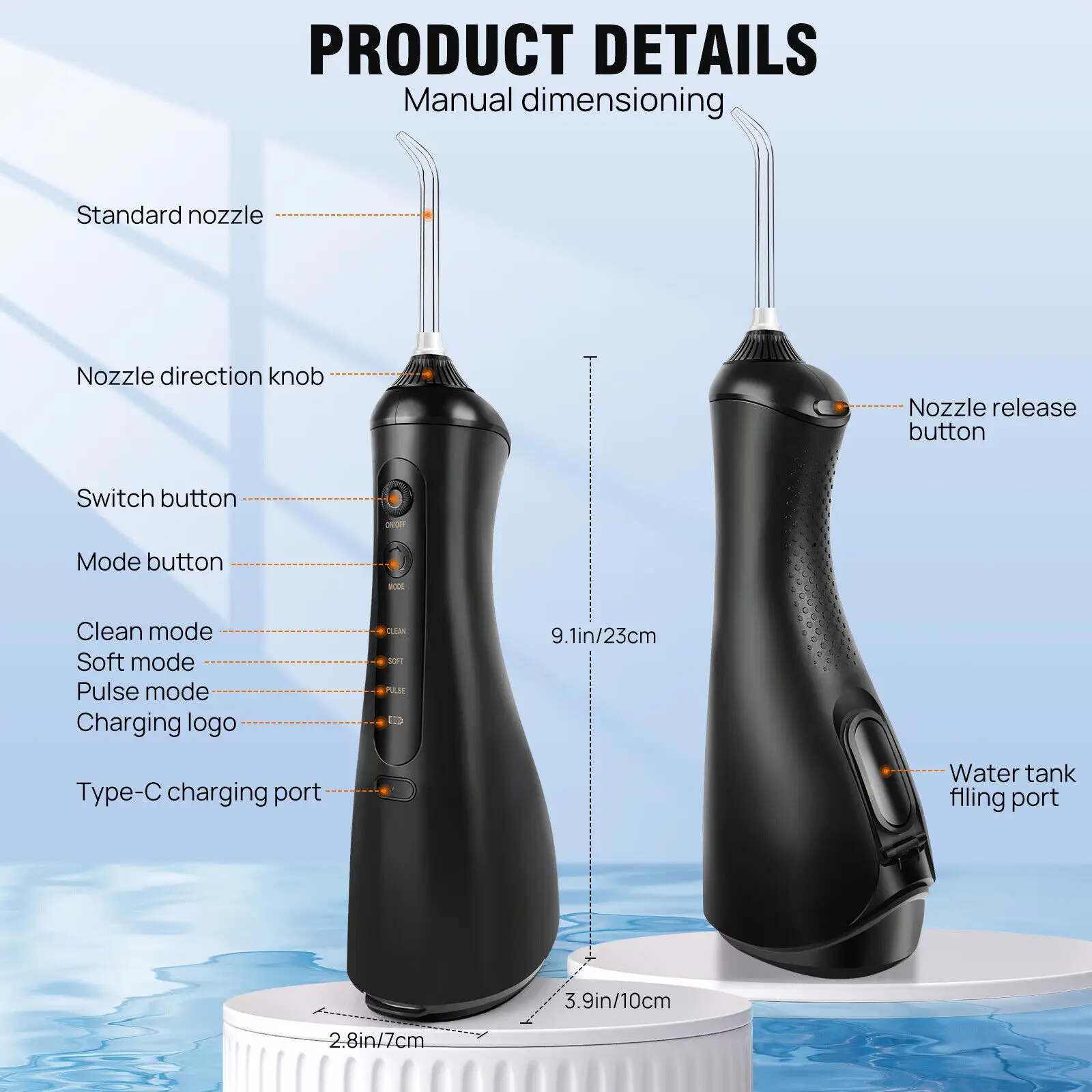 VickyHome Water Flosser Dental Oral Irrigator Fairywill Cordless 6 Jet Tips Rechargeable Water Flosser Cordless 3 Mode Cleaner