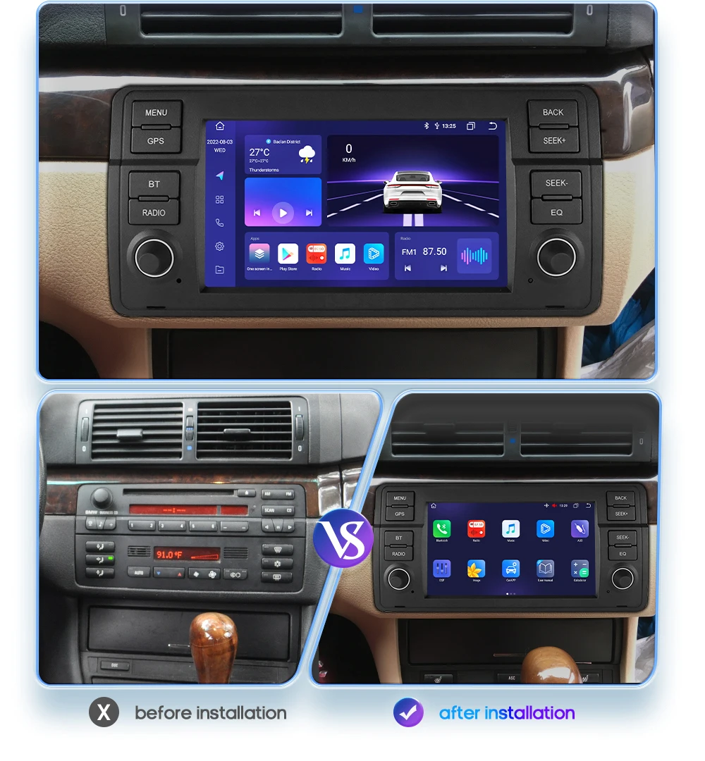 2Din Android 12 CarPlay Android Auto Radio For BMW E46 M3 318/320/325/330/335 Rover 75 Coupe Car Multimedia GPS 4G autoradio