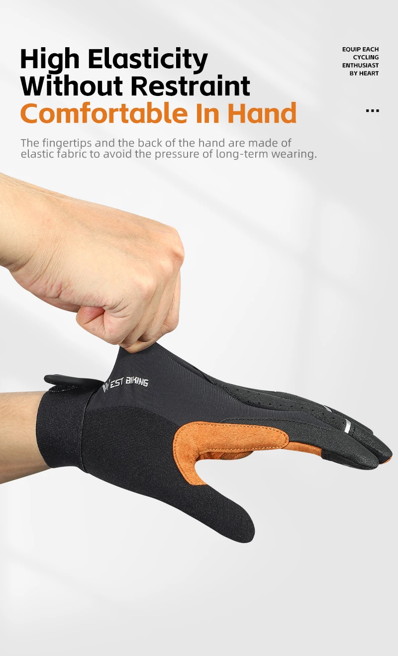 WEST BIKING Autumn Winter Men's Full Finger Cycling Gloves Touch Screen Anti-Slip Sports Gloves Thin Breathable /Thick Thermal