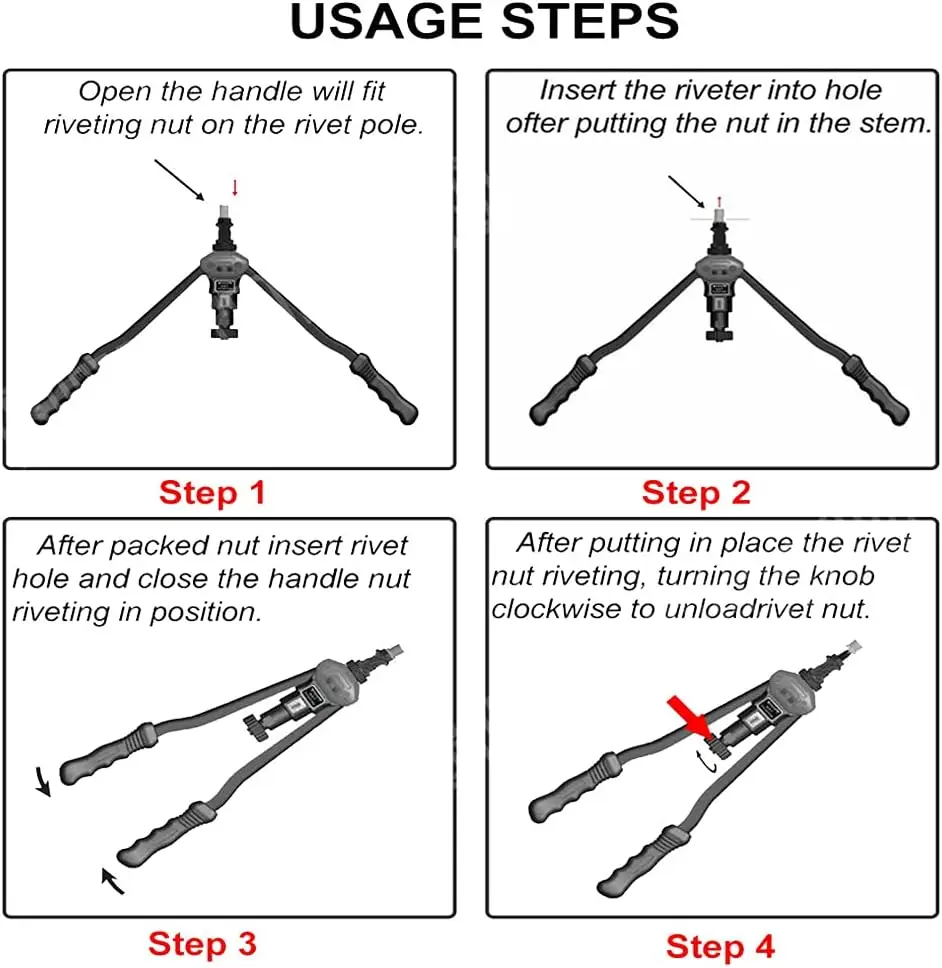 DayPlus Rivet Nut Pliers Set, Thread Rivet Pliers Set,150 Rivet Nuts in M5 M6 M8 M10 M12, Heavy Duty Hand Riveter Rivet Nut Gun