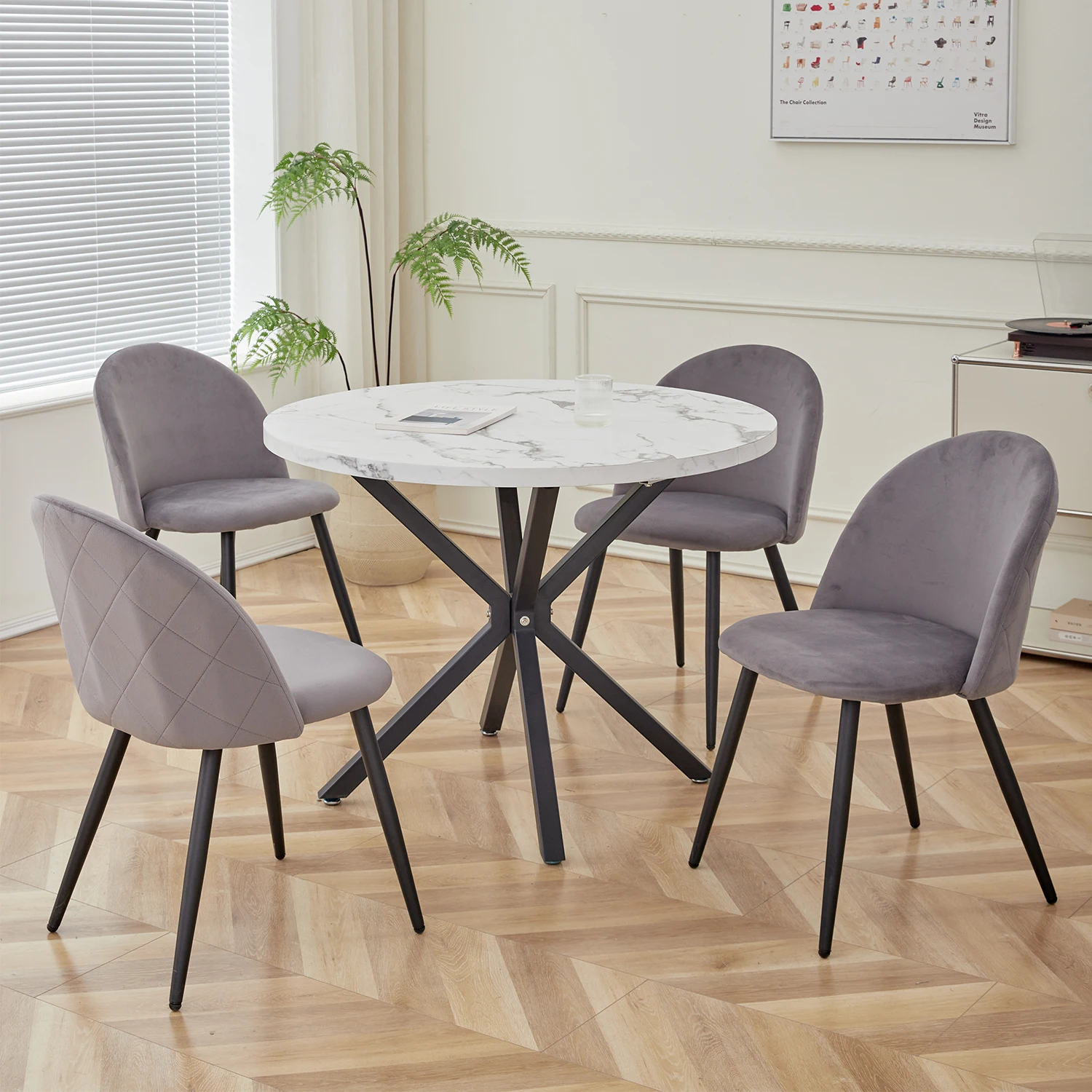 A Set of 4 Kitchen Nordic Dining Chairs Bedroom Velvet Dresser Party Modern Luxury Dining Chairs Design Unique Home Furniture
