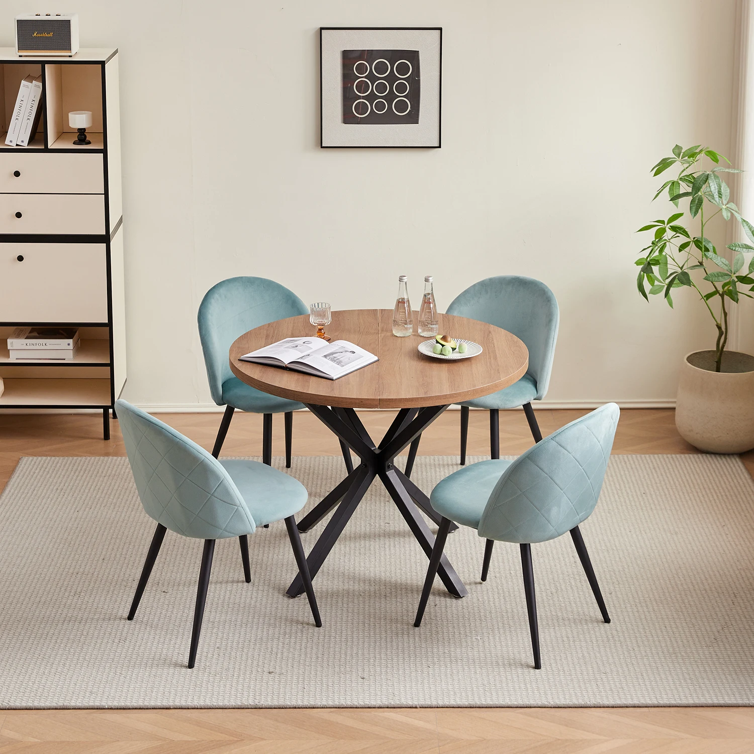 A Set of 4 Kitchen Nordic Dining Chairs Bedroom Velvet Dresser Party Modern Luxury Dining Chairs Design Unique Home Furniture