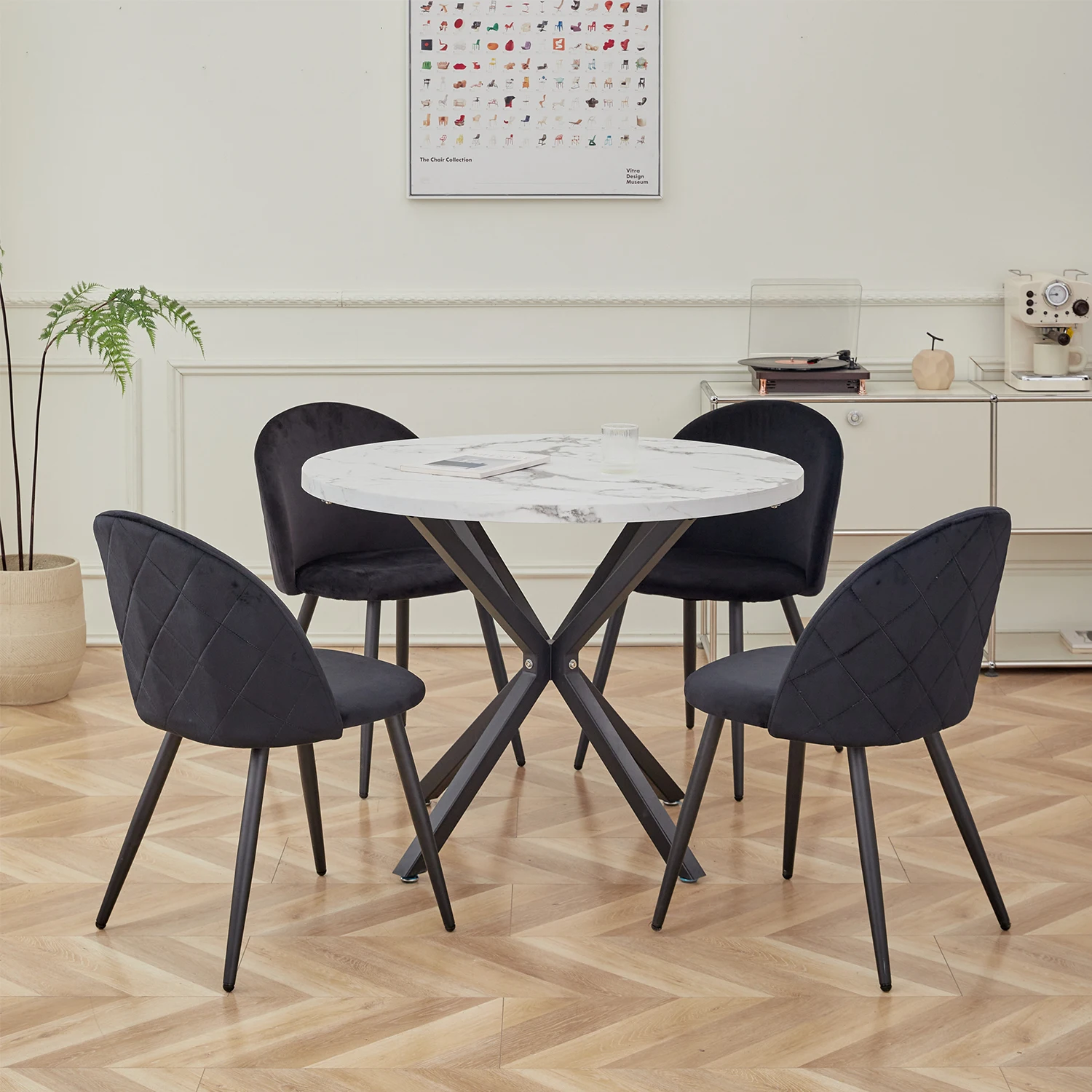 A Set of 4 Kitchen Nordic Dining Chairs Bedroom Velvet Dresser Party Modern Luxury Dining Chairs Design Unique Home Furniture