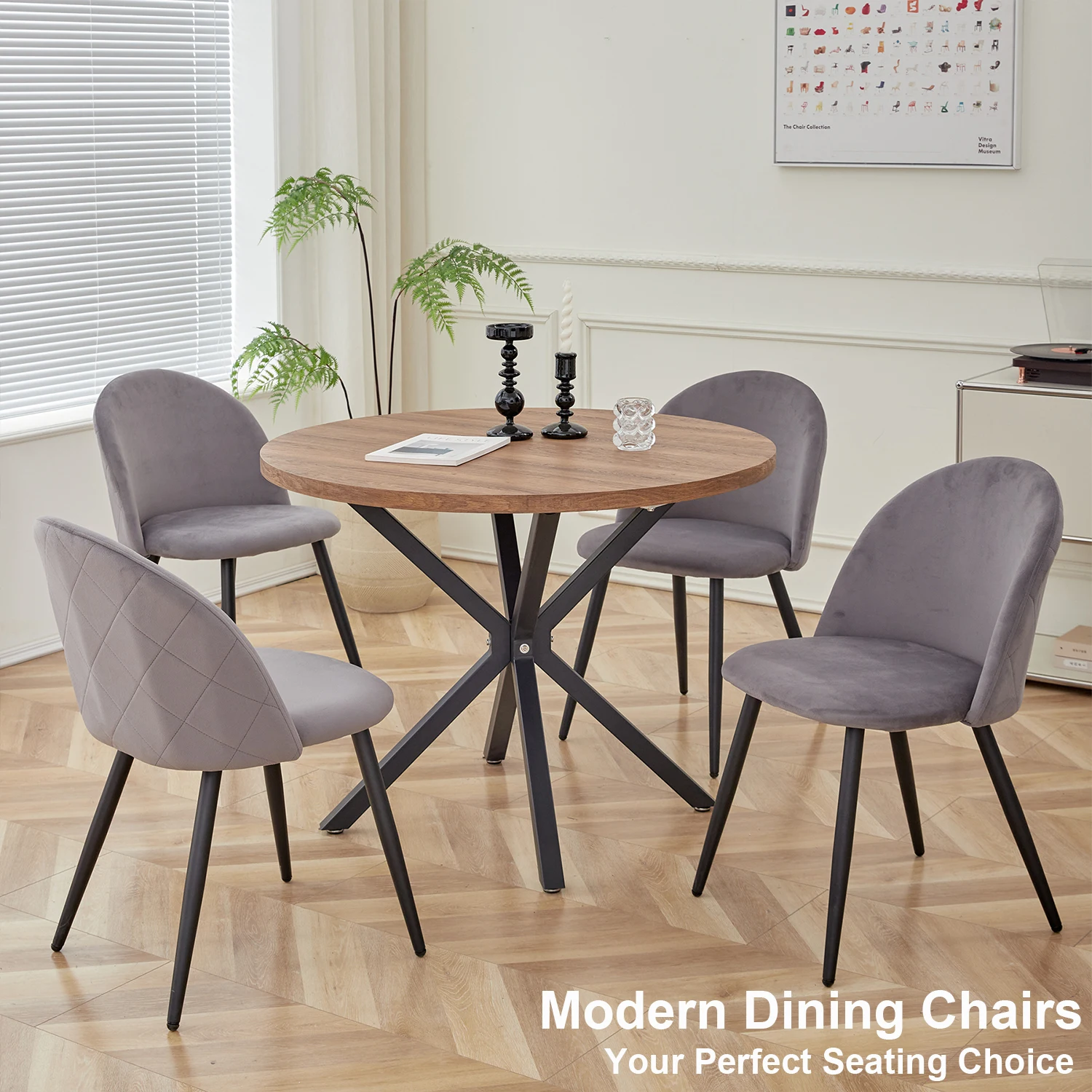 A Set of 4 Kitchen Nordic Dining Chairs Bedroom Velvet Dresser Party Modern Luxury Dining Chairs Design Unique Home Furniture