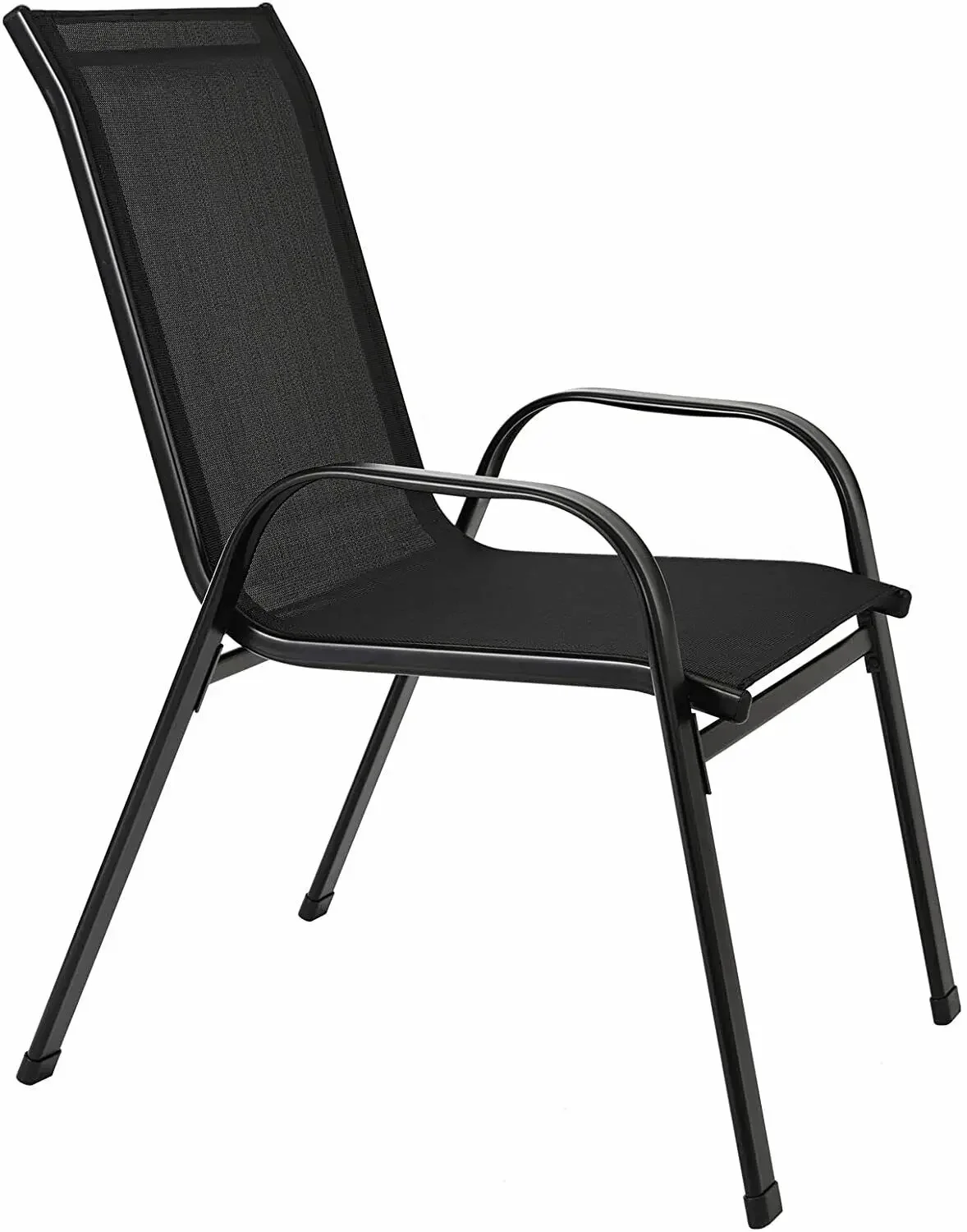 4PCS Garden Chairs Steel-iron+Teslin Fabric Folding High Back Balcony Chair Camping Chair Outdoor Seating Group Black