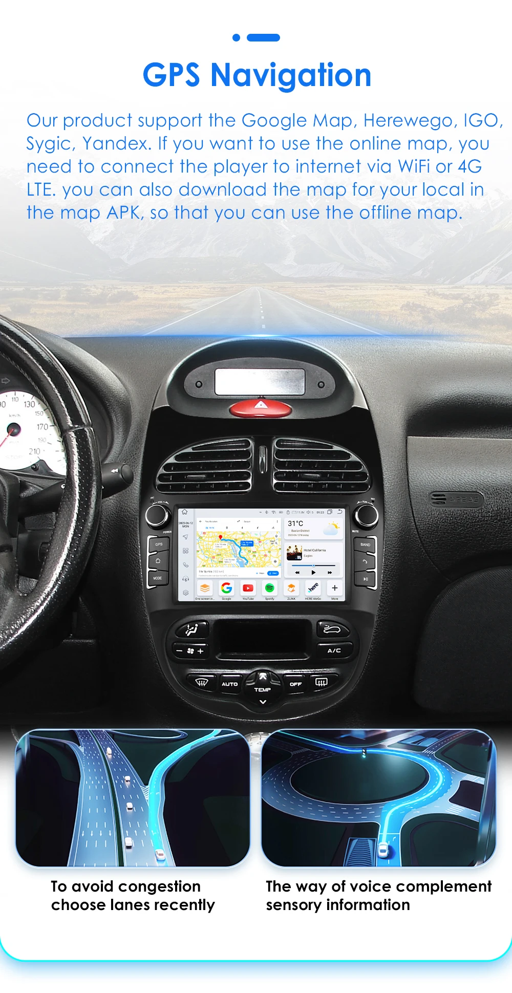 2Din Carplay Android Car Radio For PEUGEOT 206 206CC 206SW 2000-2008 Car Multimedia Player GPS Autoradio 4G-LET 7862