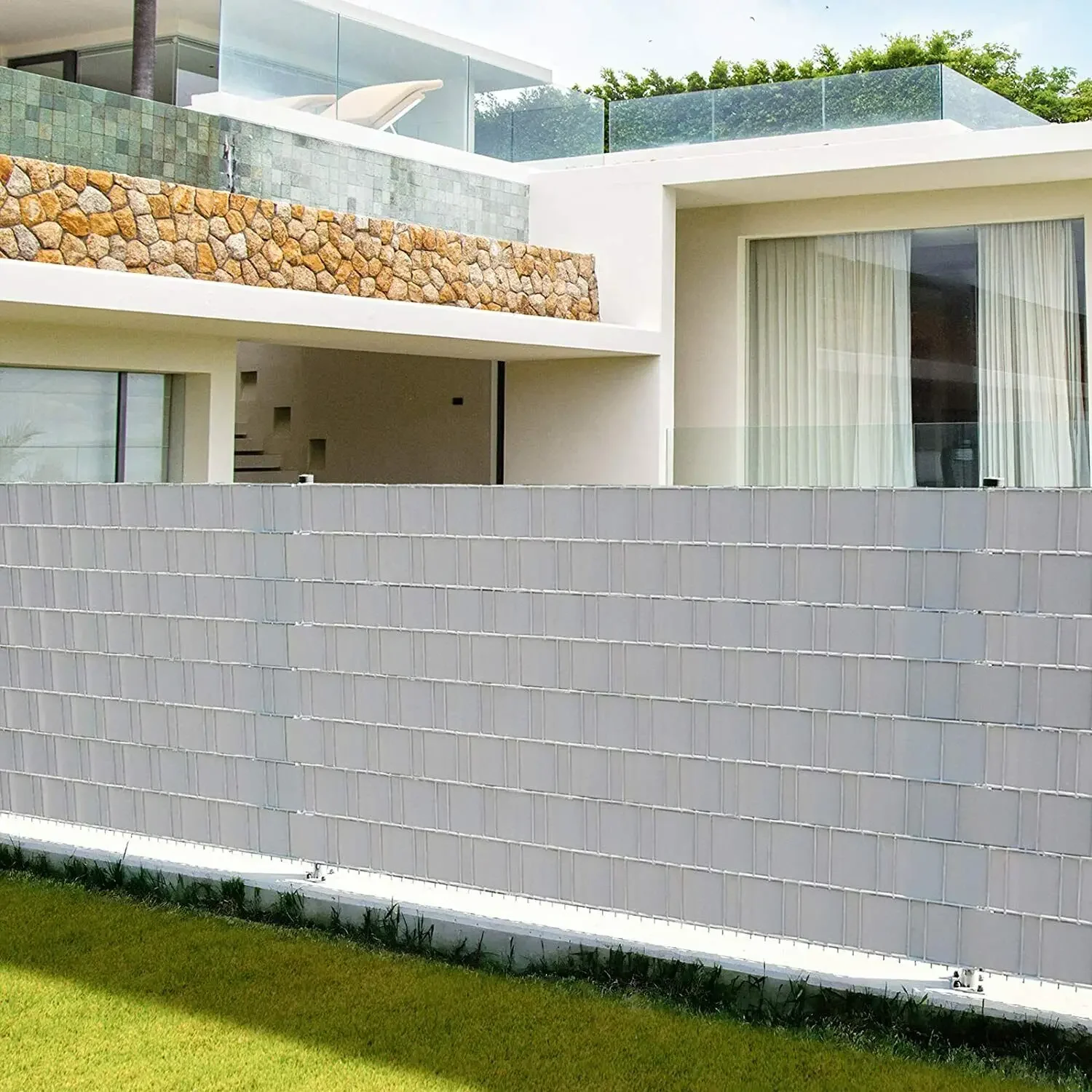 Garden Fence Privacy Strip 50m X 19cm PVC Privacy Strip Panel Double Rod Fence Garden Fence Strip Roll Balcony Privacy Screen