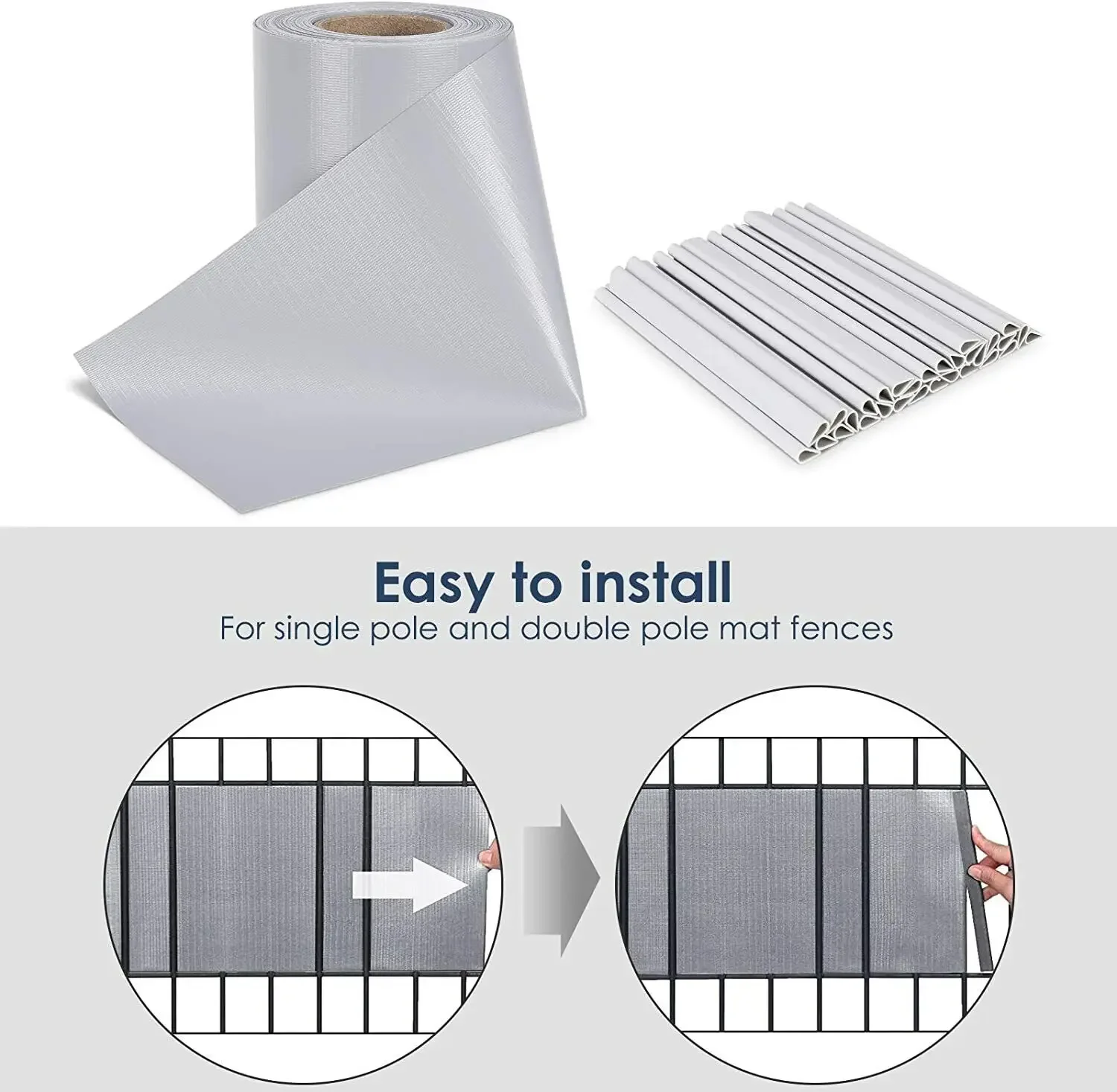 Garden Fence Privacy Strip 50m X 19cm PVC Privacy Strip Panel Double Rod Fence Garden Fence Strip Roll Balcony Privacy Screen