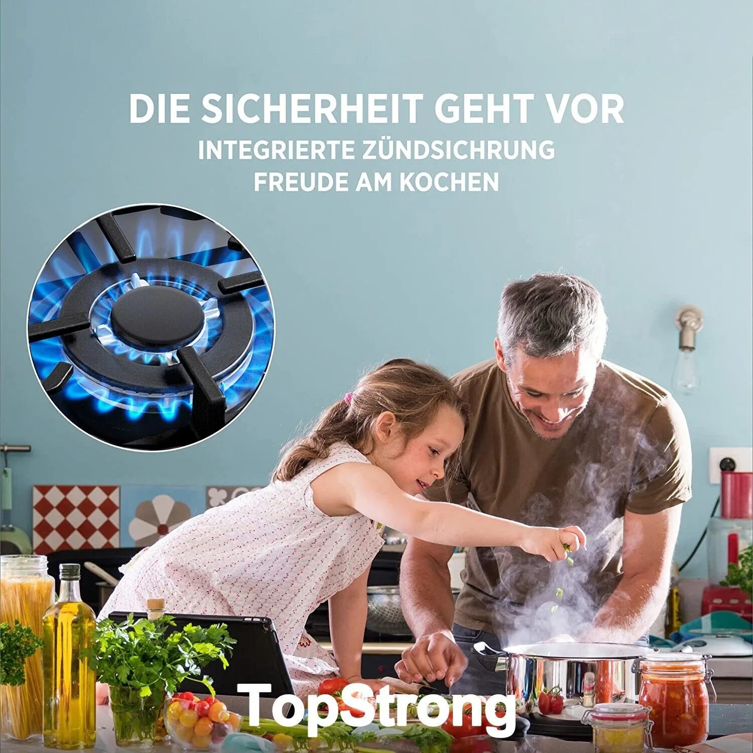 TopStrong 4-burner glass ceramic built-in stove natural gas Propanga gas hob EUGCT-B04