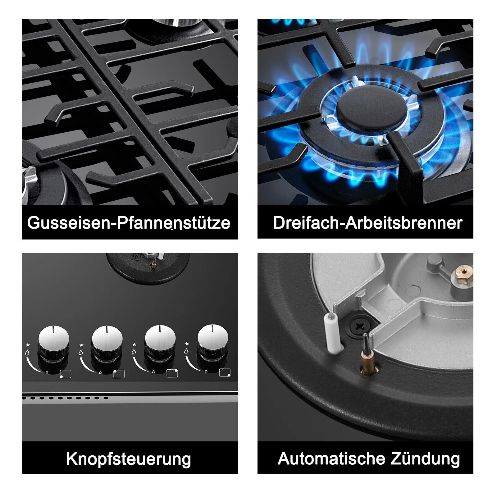 TopStrong 4-burner glass ceramic built-in stove natural gas Propanga gas hob EUGCT-B04