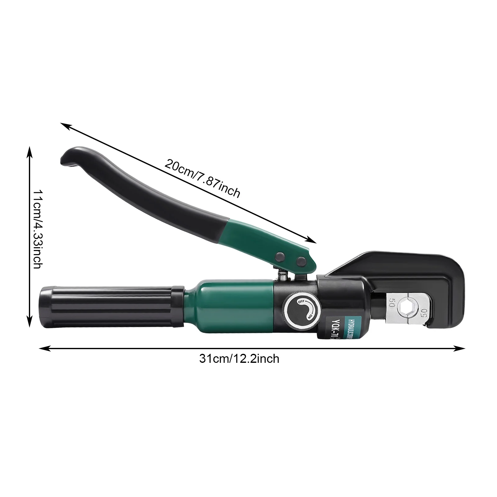 Hand Operated Hydraulic Crimping Tool YQK-70 60KN Manual Hydraulic Crimper with 8 Pairs of Dies 20CM Non-slip Rubber Handle