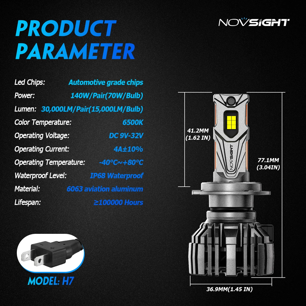 NOVSIGHT H7 Led 140W 30000LM H4 LED Canbus Lamp H11 H8 H9 9005 HB3 9006 HB4 H13 9007 9004 Super Bright 6500K Car Headlight Bulbs