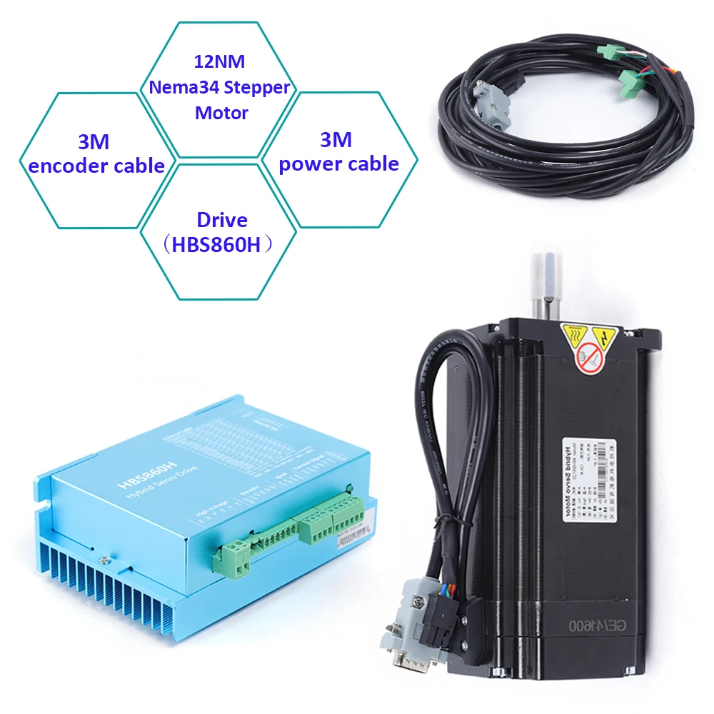 12NM Closed Loop Schrittmotor Nema34 DSP AC60V Stepper Motor Drive Kit