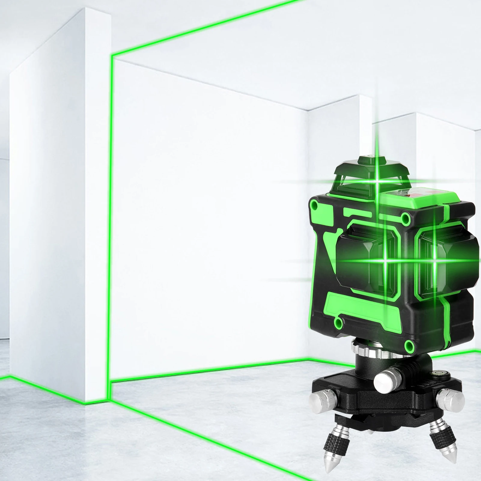 3D 12 Lines Self-leveling Laser Level with 1.2M 3 Heights Adjustable Alloy Extension Bar Tripod Stand and Carrying Bag
