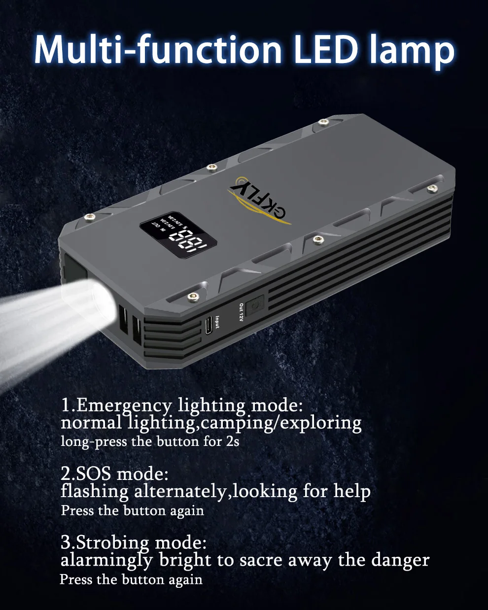 GKFLY Car Jump Starter Portable Power Bank 9000A/5000A/3000A Starting Device Car Booster Battery For Petorl Diesel Car