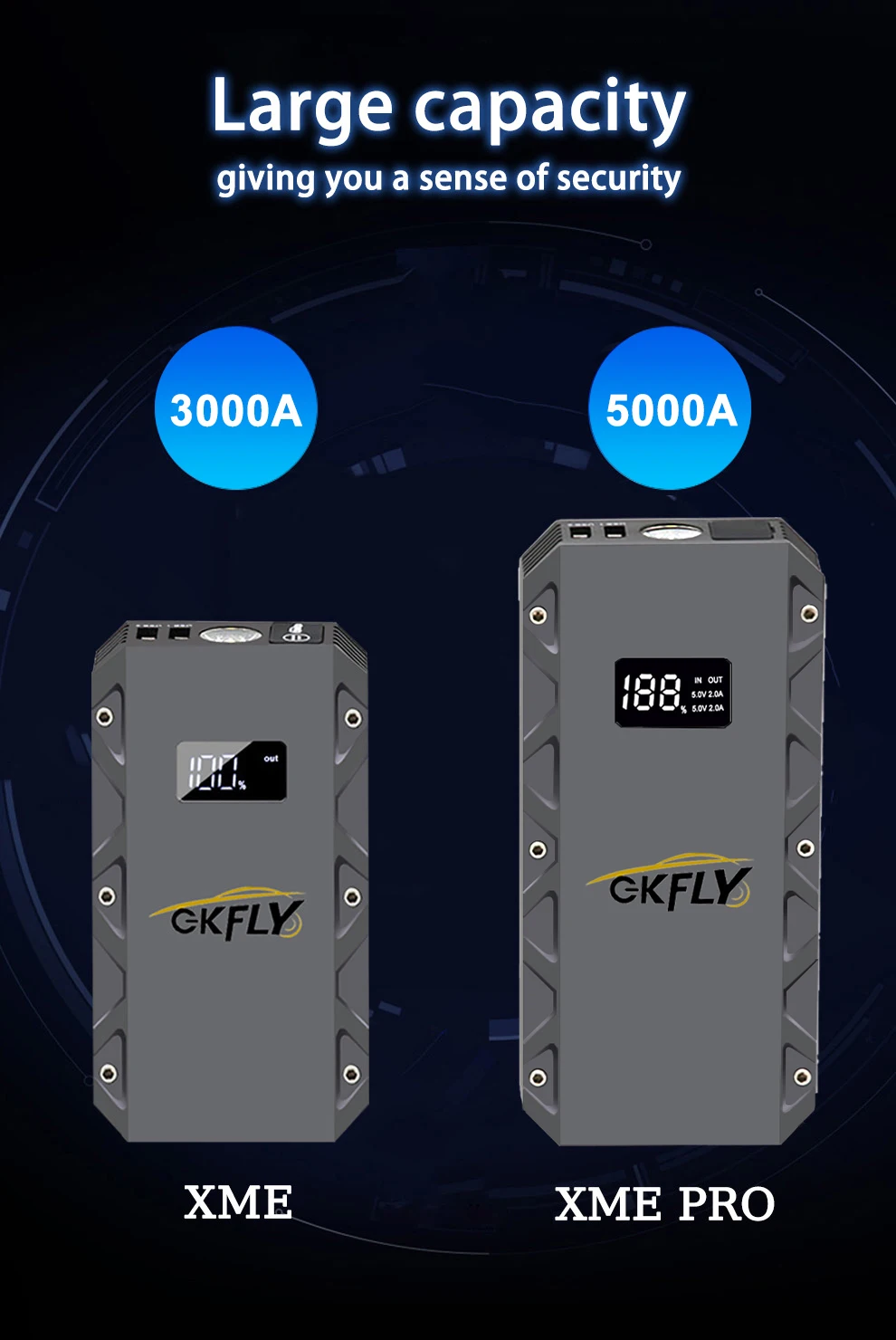 GKFLY Car Jump Starter Portable Power Bank 9000A/5000A/3000A Starting Device Car Booster Battery For Petorl Diesel Car