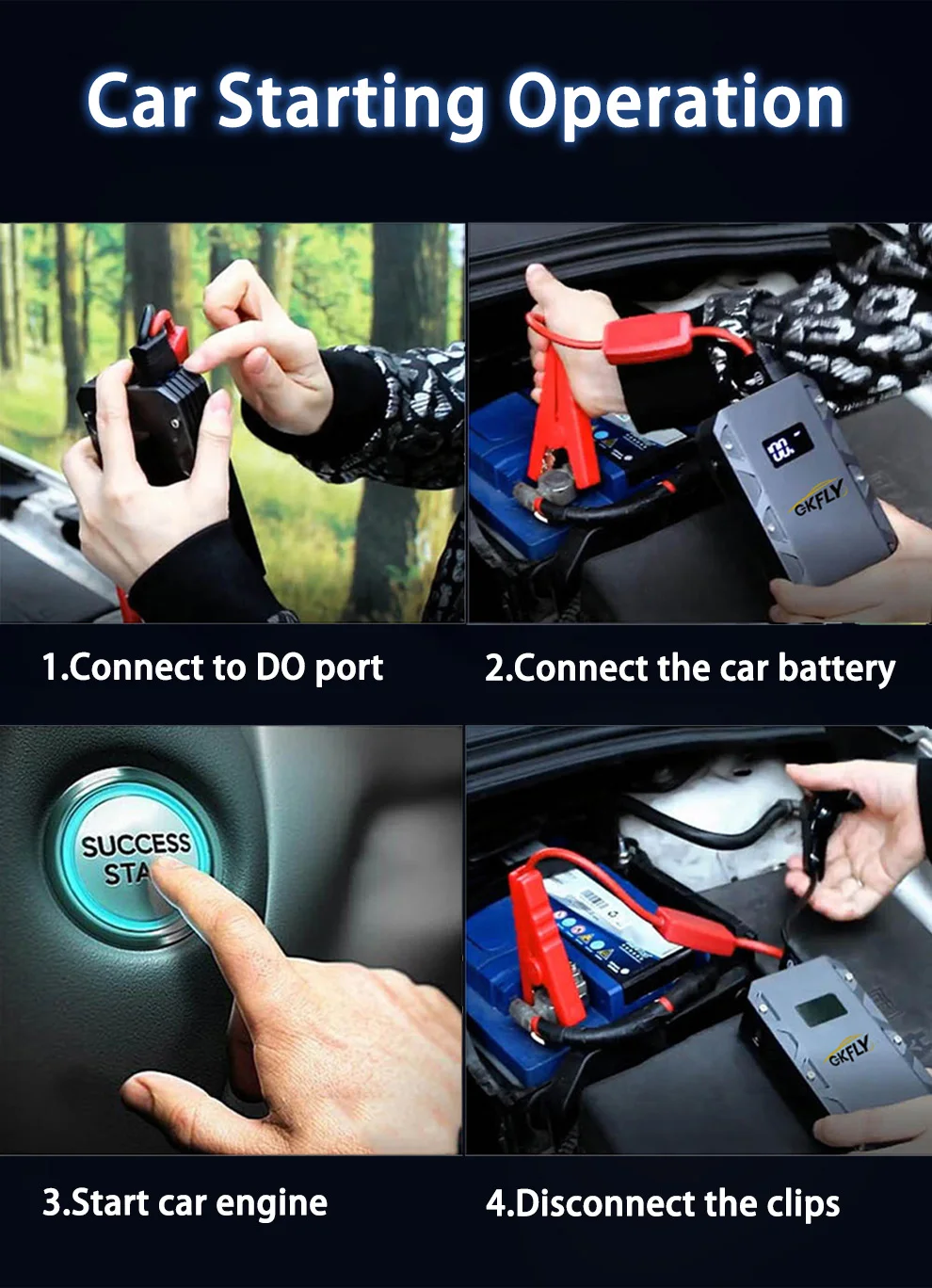 GKFLY Car Jump Starter Portable Power Bank 9000A/5000A/3000A Starting Device Car Booster Battery For Petorl Diesel Car