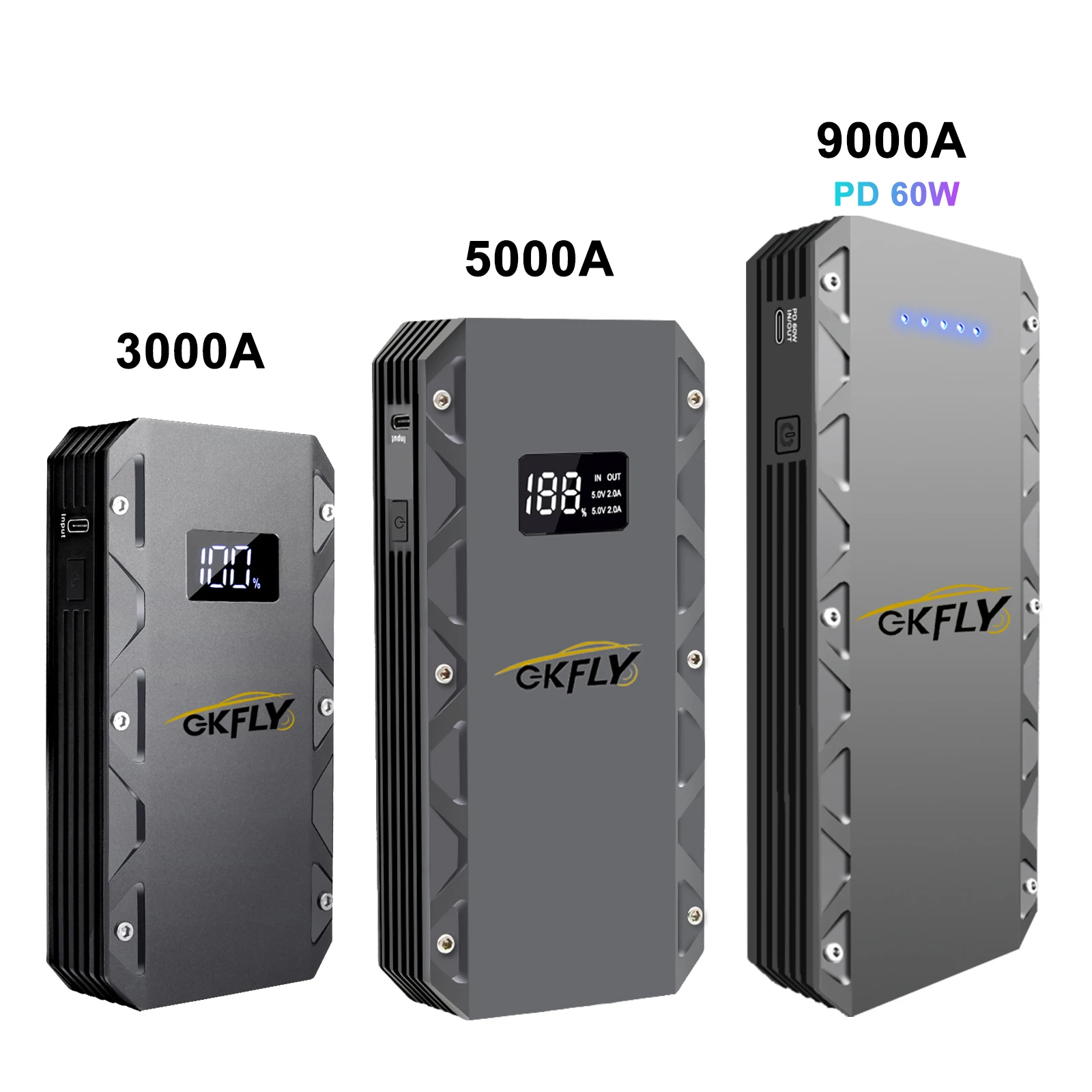 GKFLY Car Jump Starter Portable Power Bank 9000A/5000A/3000A Starting Device Car Booster Battery For Petorl Diesel Car