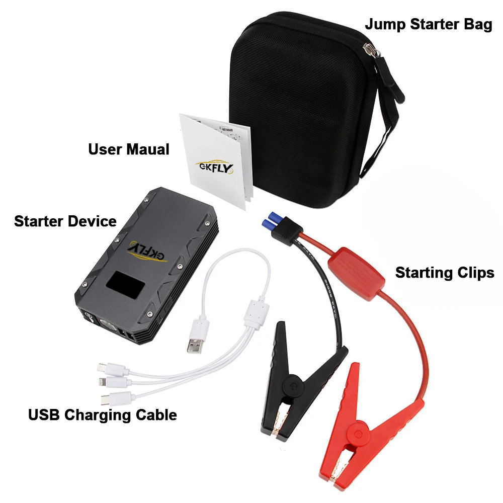 GKFLY Car Jump Starter Portable Power Bank 9000A/5000A/3000A Starting Device Car Booster Battery For Petorl Diesel Car