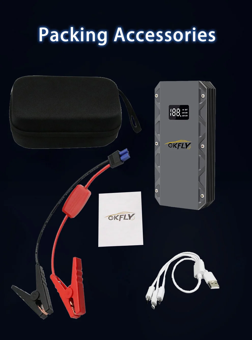 GKFLY Car Jump Starter Portable Power Bank 9000A/5000A/3000A Starting Device Car Booster Battery For Petorl Diesel Car