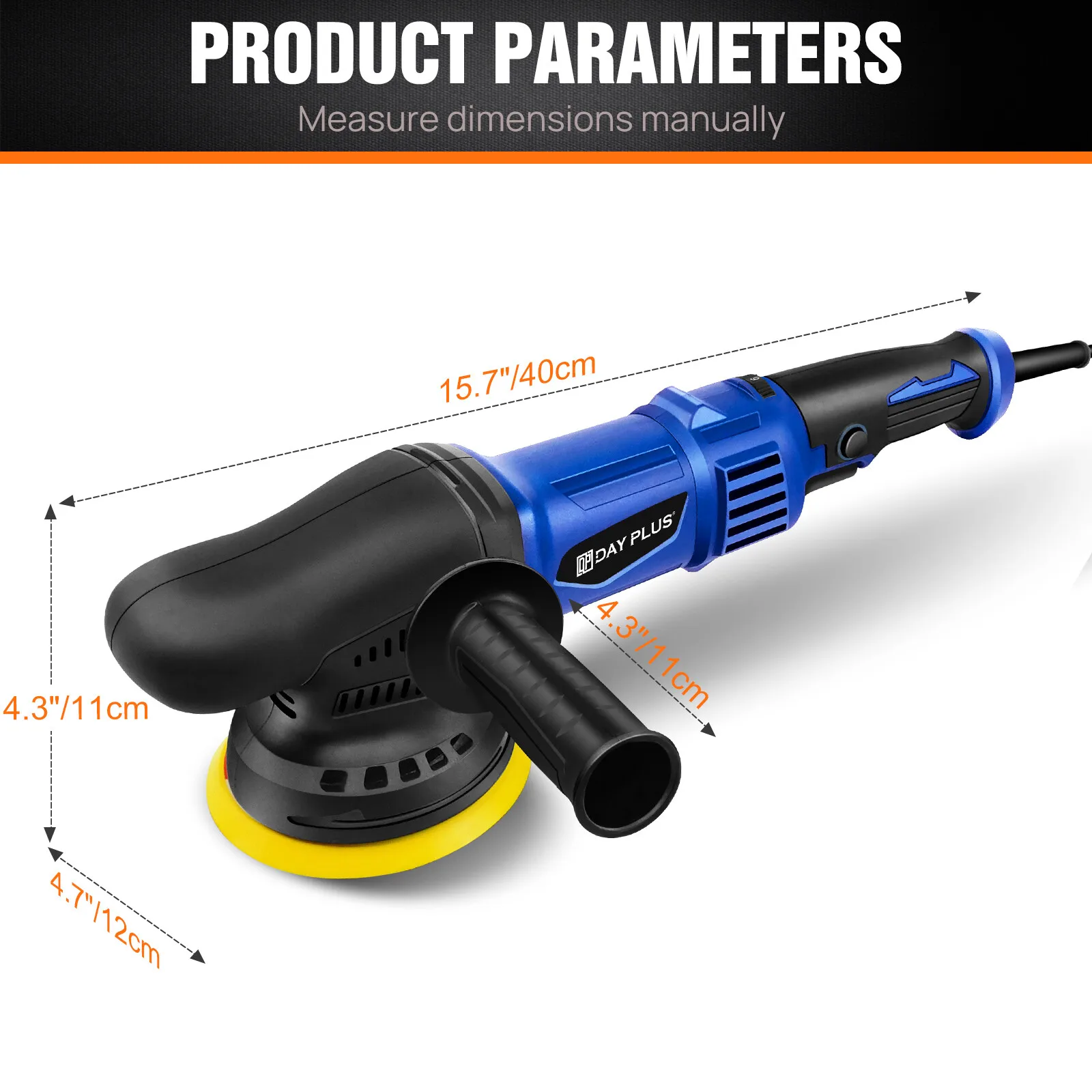 DayPlus Polisher 5000W Dual Action Car Polisher, Random Orbital Polisher Car Buffer Polisher 6 Variable Speed for Car Detailing