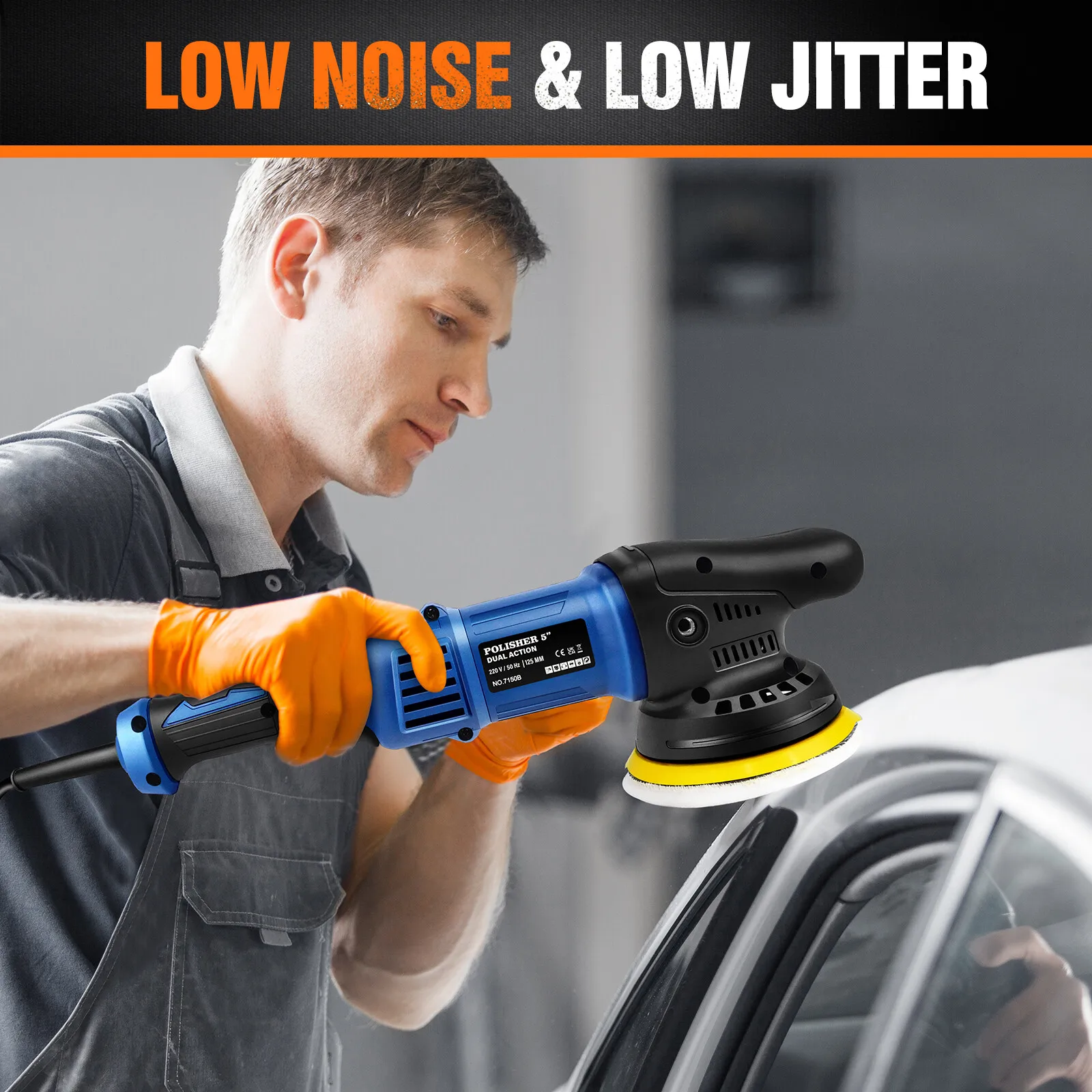 DayPlus Polisher 5000W Dual Action Car Polisher, Random Orbital Polisher Car Buffer Polisher 6 Variable Speed for Car Detailing