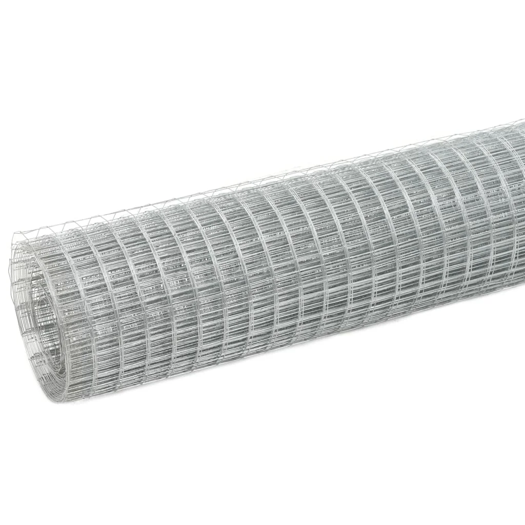 Chicken Wire Fence Galvanised Steel 25x0.5 m Silver Galvanized Welded Cage Wire Mesh Roll Supports Poultry Netting