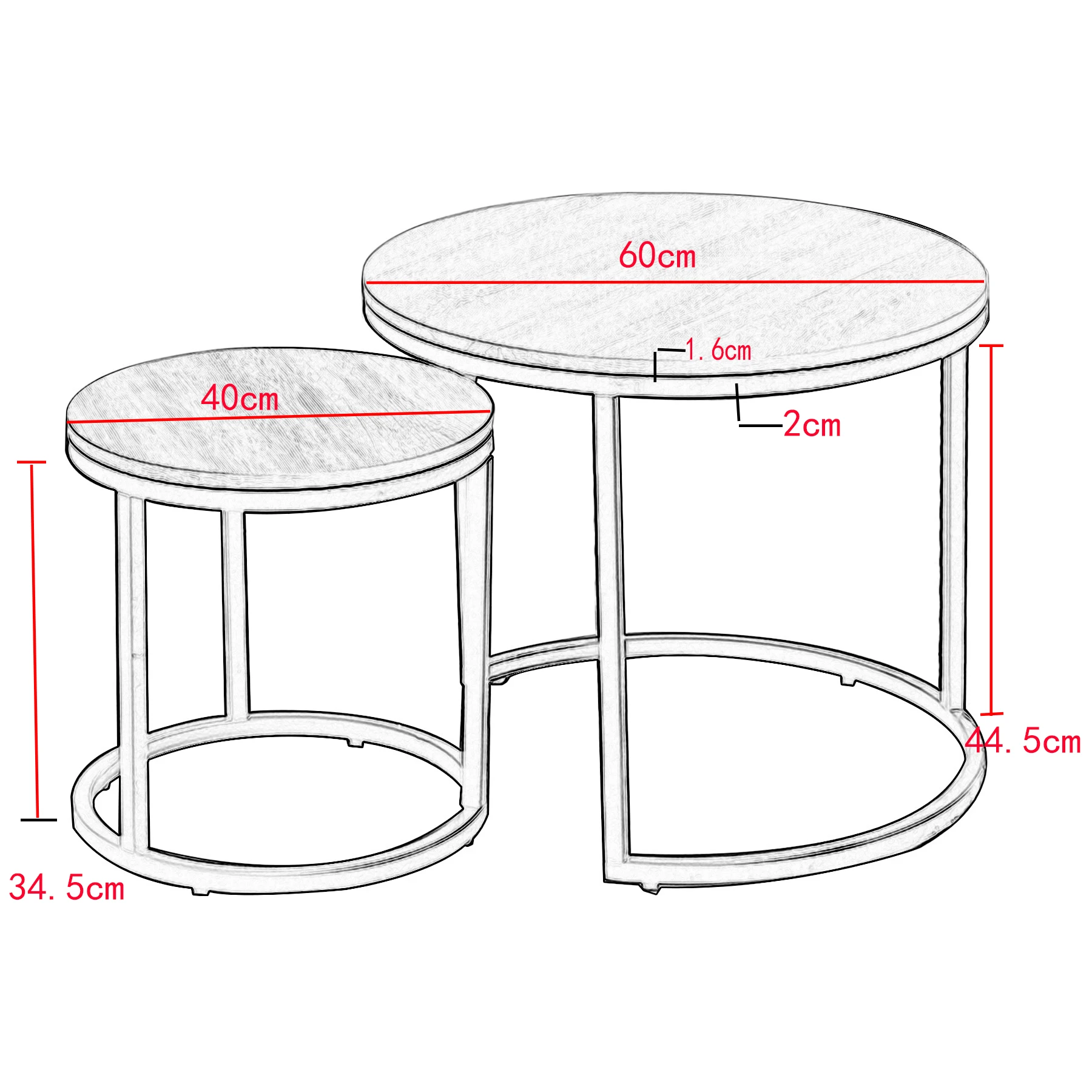 EGOONM 2 in 1 Iron Coffee Table Fashion Small Apartment Living Room Coffee Table Tempered Glass Round Sofa Side Coffee Table