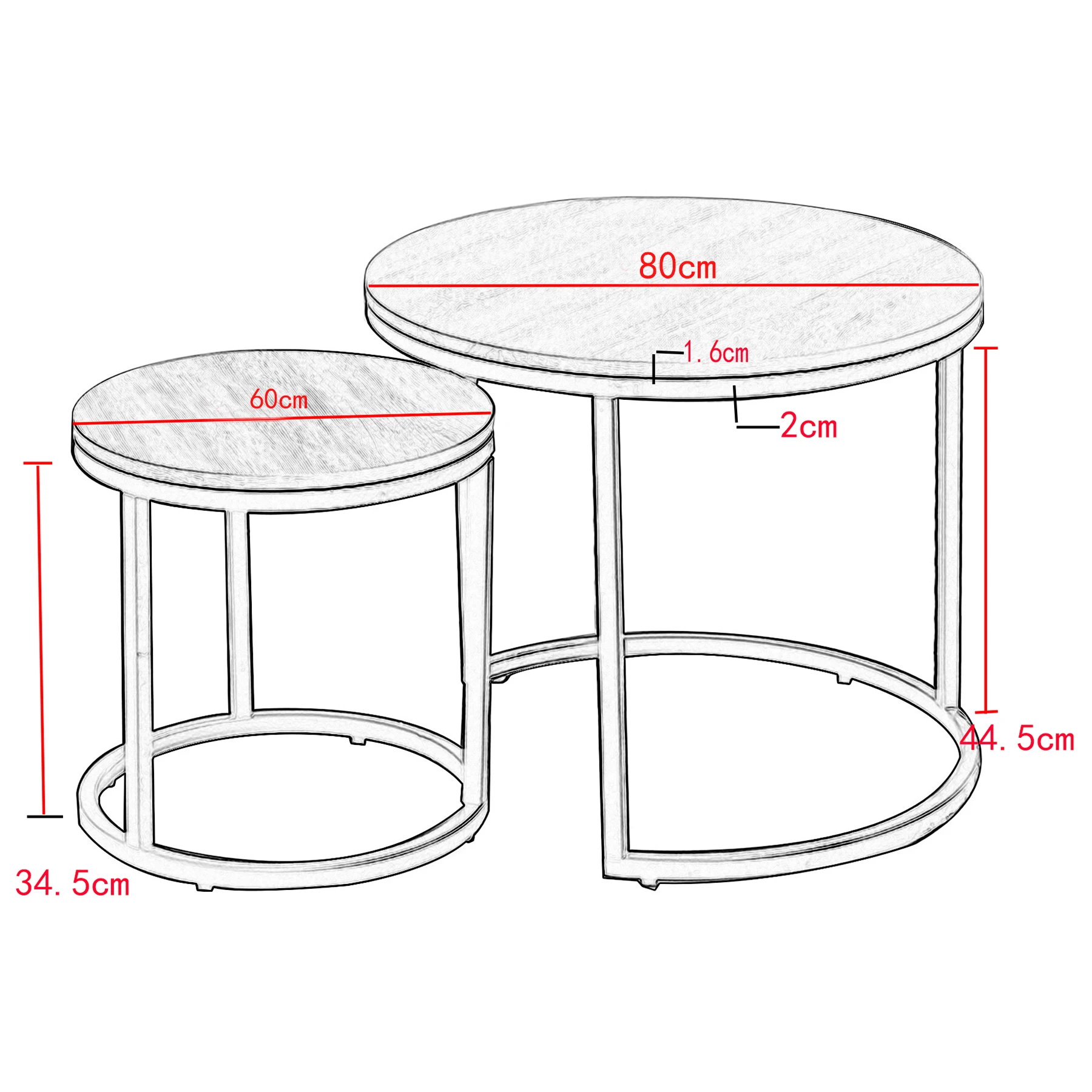 EGOONM 2 in 1 Iron Coffee Table Fashion Small Apartment Living Room Coffee Table Tempered Glass Round Sofa Side Coffee Table