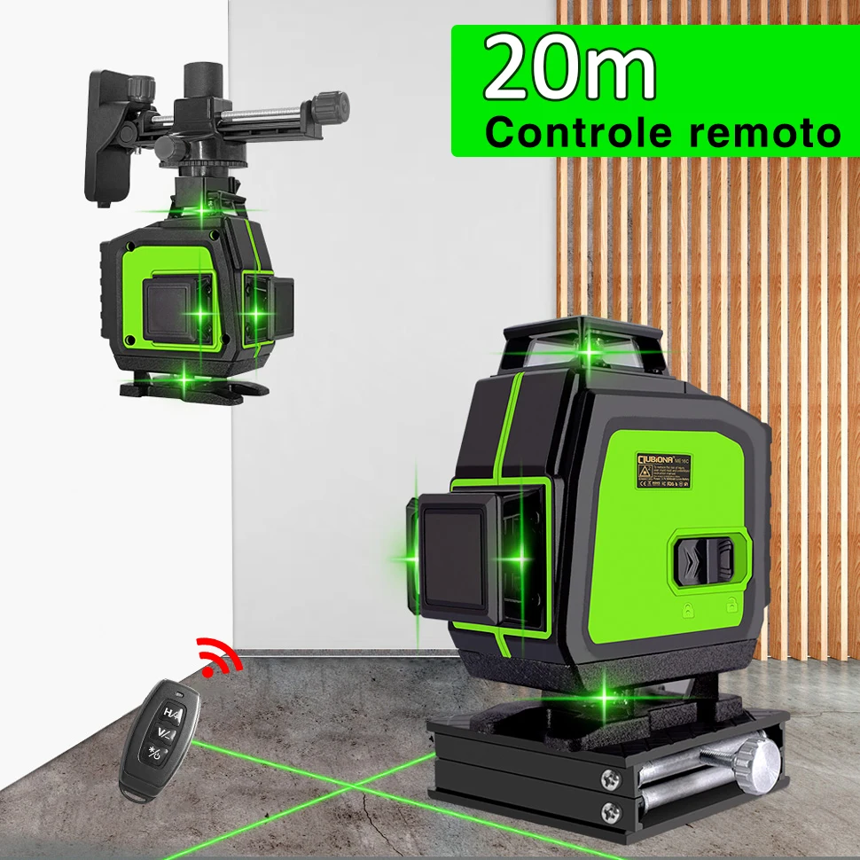 Clubiona 16/12 lines professional Super powerful Green Beams Laser Level With 4000mAh Li-ion Battery Remote Control pulse mode